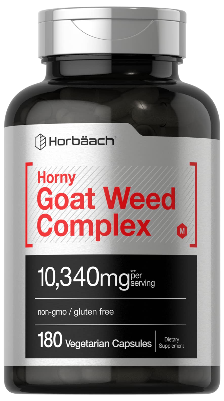 Horbaach Horny Goat Weed Complex – bouteille de 180 capsules, soutien énergétique naturel potentiel
