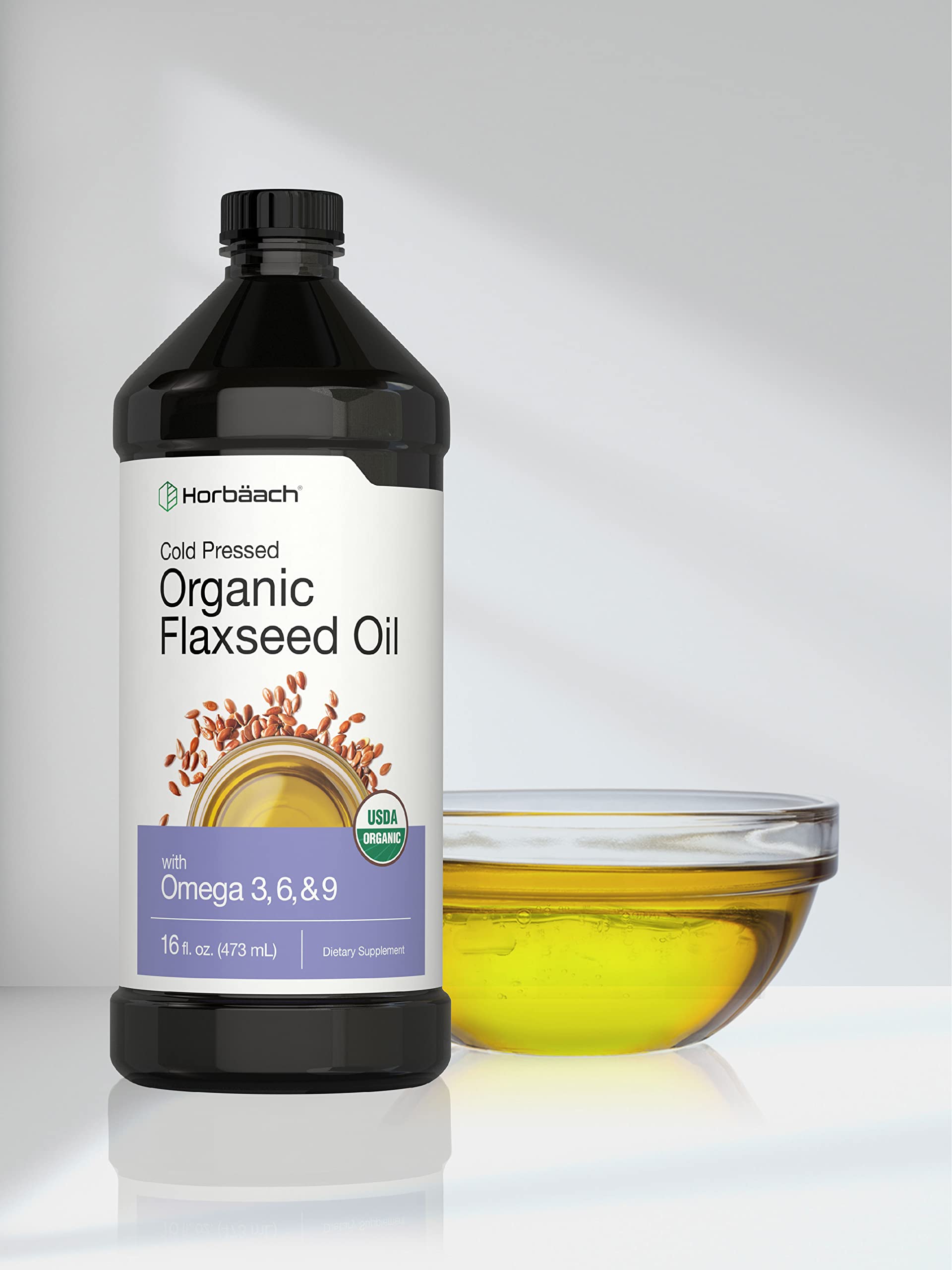 Horbaach huile de lin bio, ensemble de trois bouteilles pratique et économique