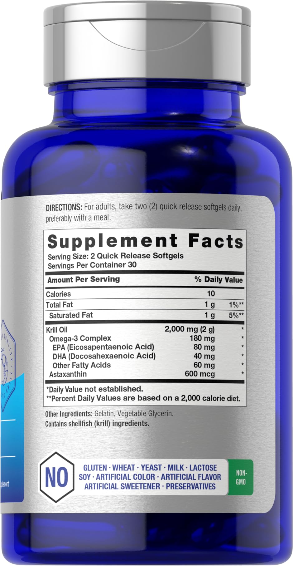 Horbäach Huile Krill Antarctique - étiquette 2000 mg, forte concentration EPA et DHA.