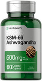 Horbäach KSM-66 Ashwagandha - bouteille et étiquette, présentation adaptée à la routine bien-être.