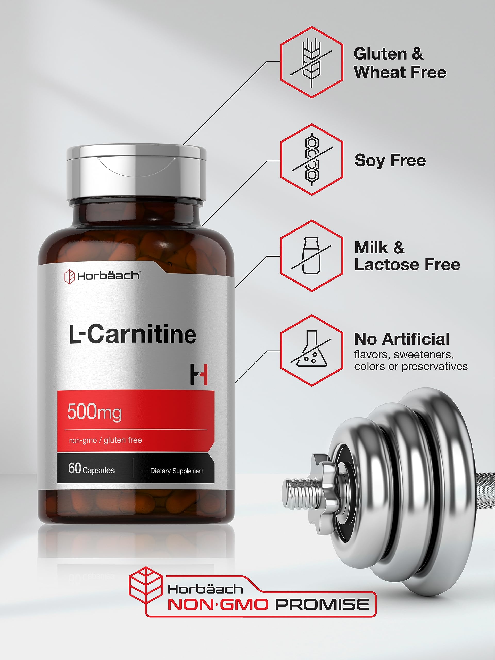 Horbaach L-Carnitine capsules à libération rapide, confort d'utilisation.