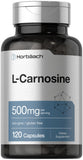 Horbaach L-Carnosine en bouteille de 120 capsules, complément pur et sans OGM.