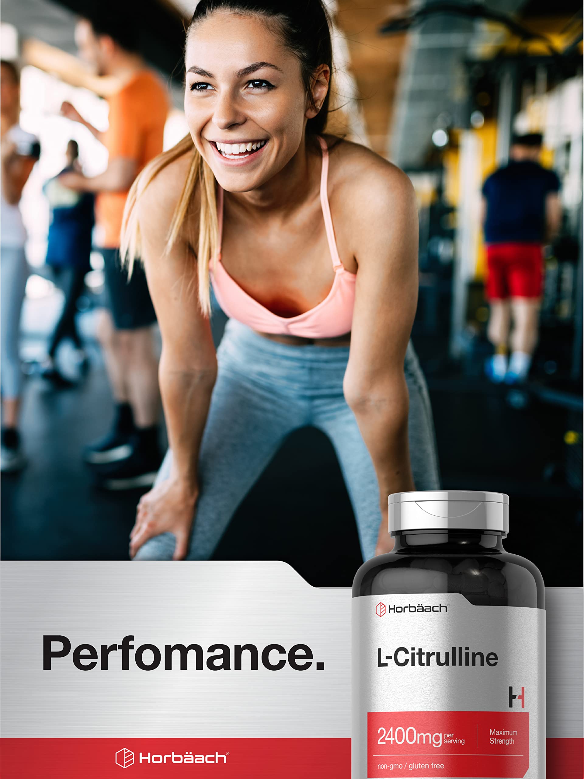 Horbaach L-Citrulline — dose quotidienne de 2400 mg en capsules faciles à avaler.