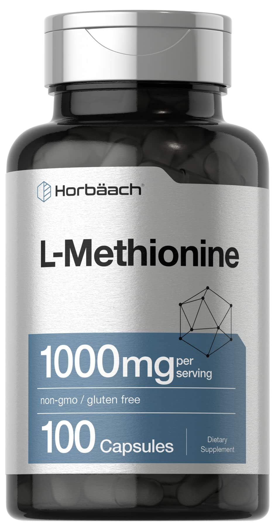 Capsules Horbäach L-Méthionine 1000 mg faciles à avaler pour le quotidien