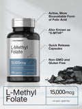 Étiquette Horbaach L-Méthylfolate bien lisible et informative.
