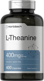 Horbäach L-théanine 400 mg capsules visibles en flacon, soutien calme et concentration.