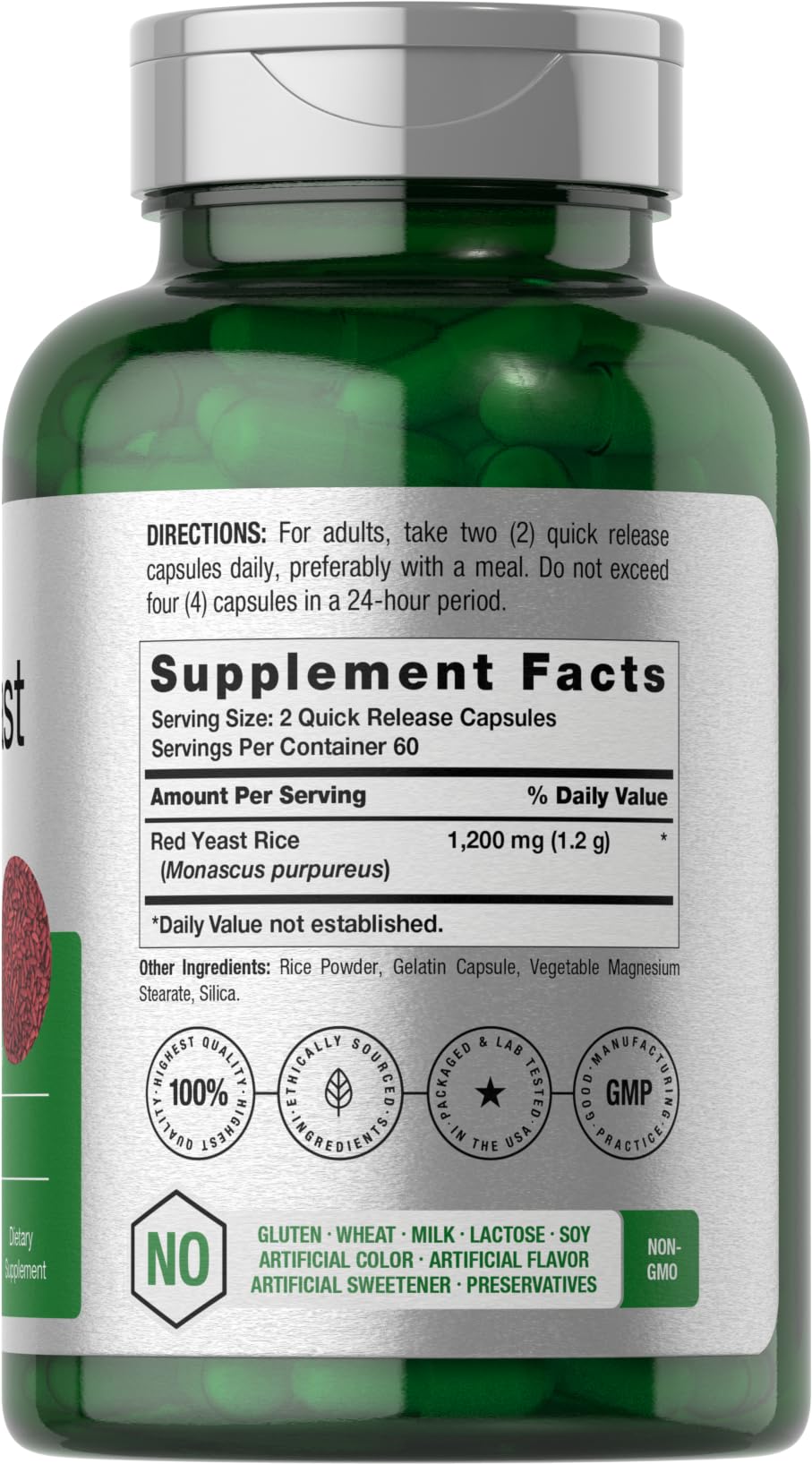 Horbaach levure rouge riz 1200 mg – capsules faciles à avaler pour le quotidien.