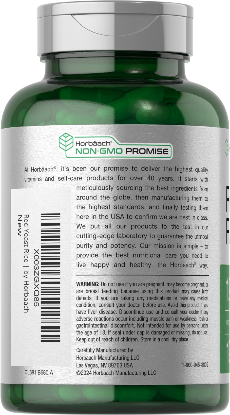 Horbaach levure rouge riz 1200 mg – étui pratique pour rangement et transport.