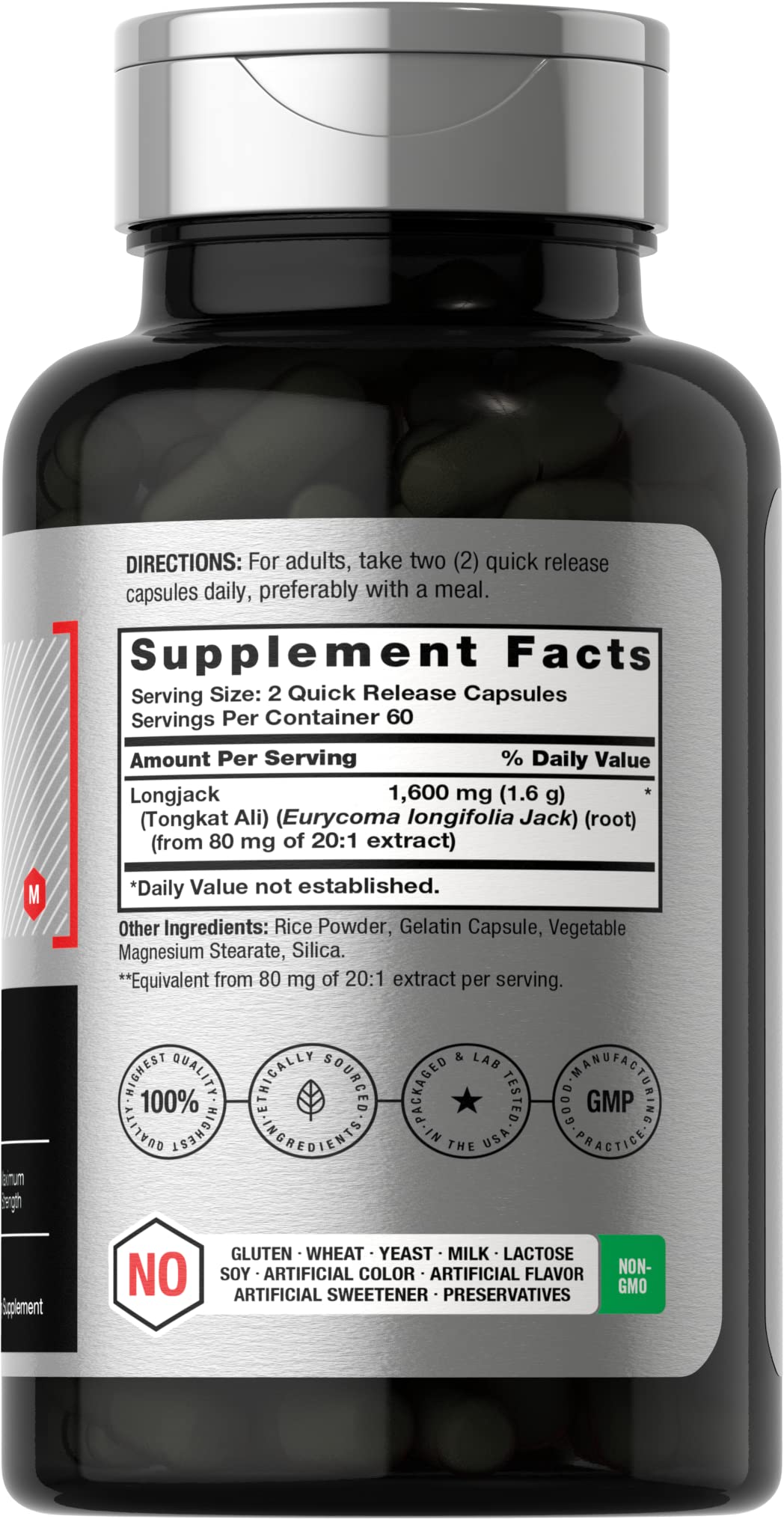 Horbäach Longjack Tongkat Ali: capsules faciles à avaler pour soutenir la vitalité.