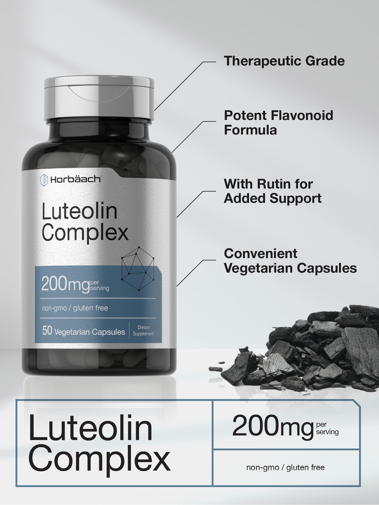Horbaach Luteolin Complex, ingrédients naturels: flavonoïdes végétaux de qualité.