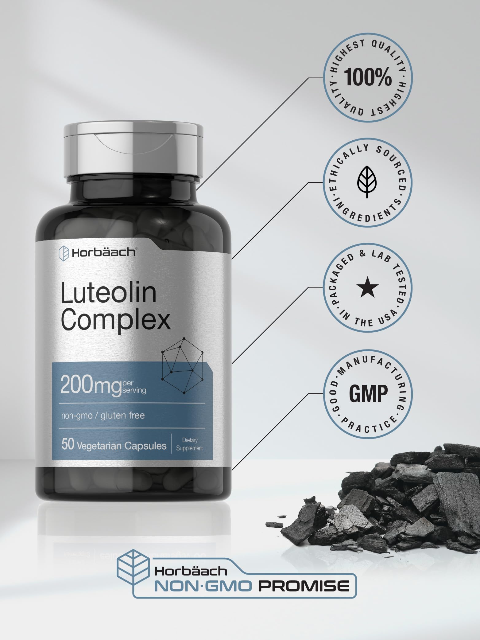 Horbaach Luteolin Complex, sans gluten: option adaptée au régime sans gluten.