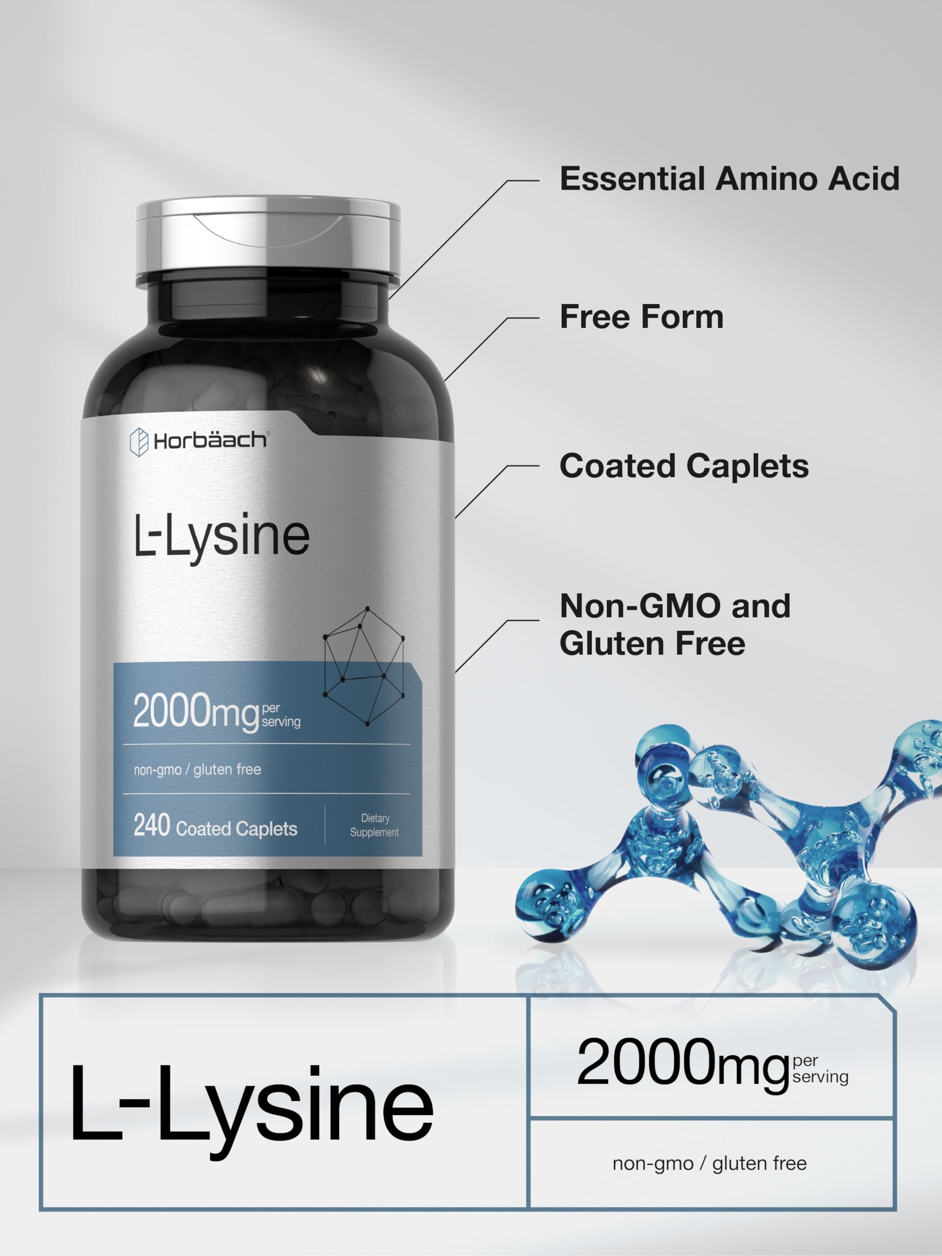 L-Lysine Horbäach sans gluten et sans lactose pour divers régimes