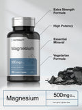 Horbaach Magnésium 500 mg comprimés enrobés sans gluten, étiquette adaptée sans allergènes courants.