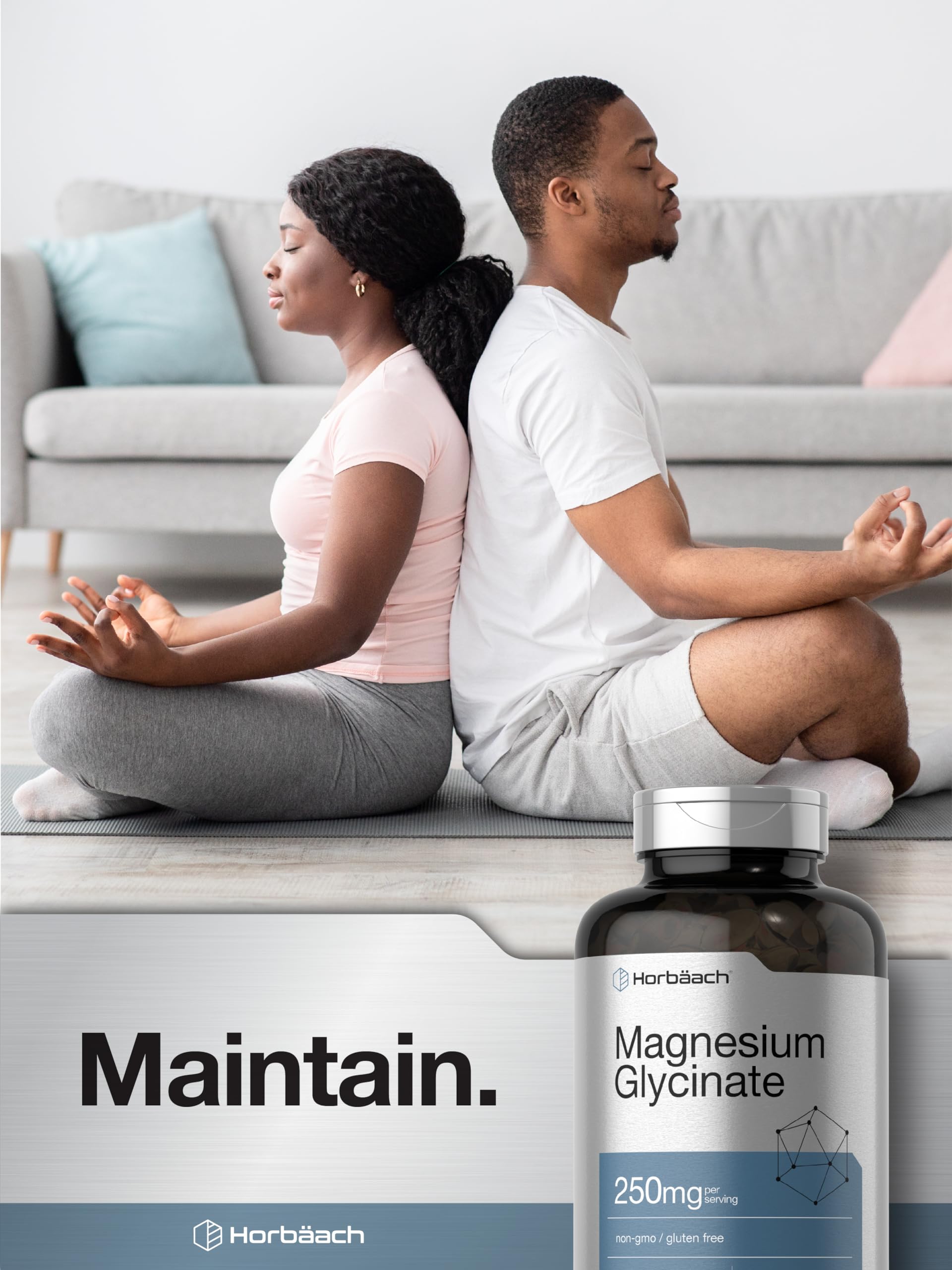 Horbäach Magnésium Glycinate 250 mg – sans arômes artificiels et sans édulcorants