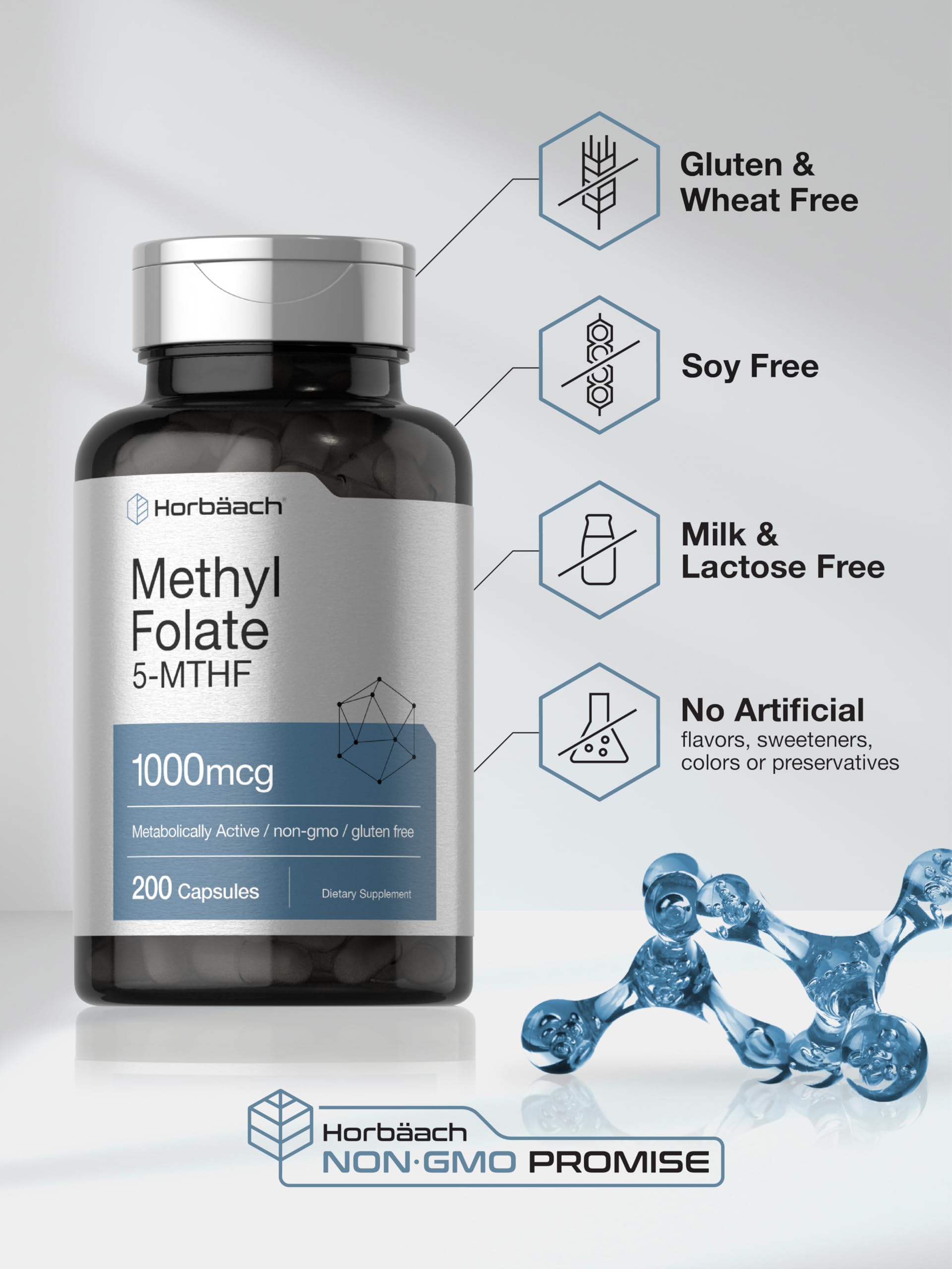 Horbäach Methylfolate emballage compact pour rangement facile