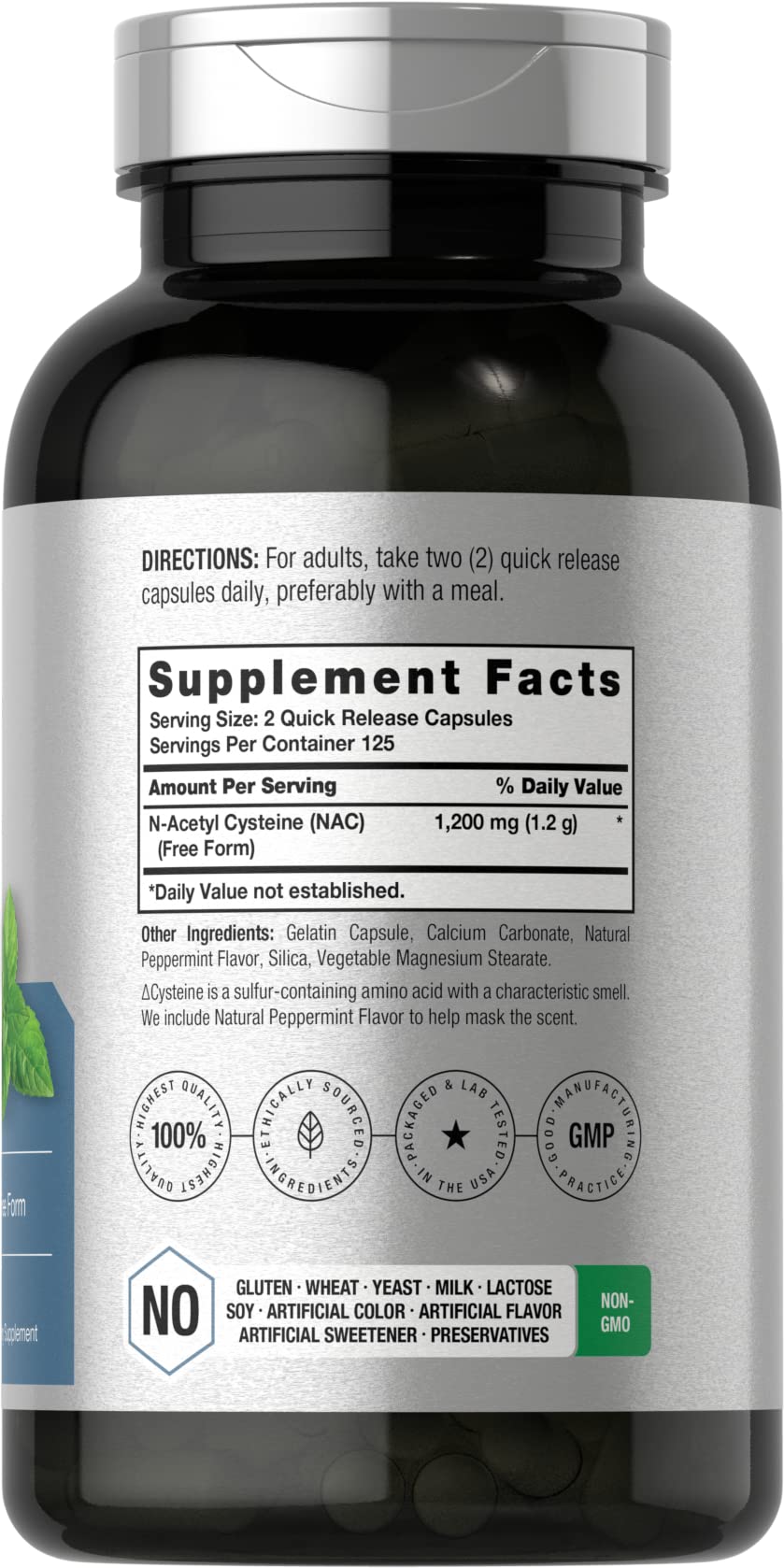 Horbaach NAC capsules 1200 mg, dose facile à prendre