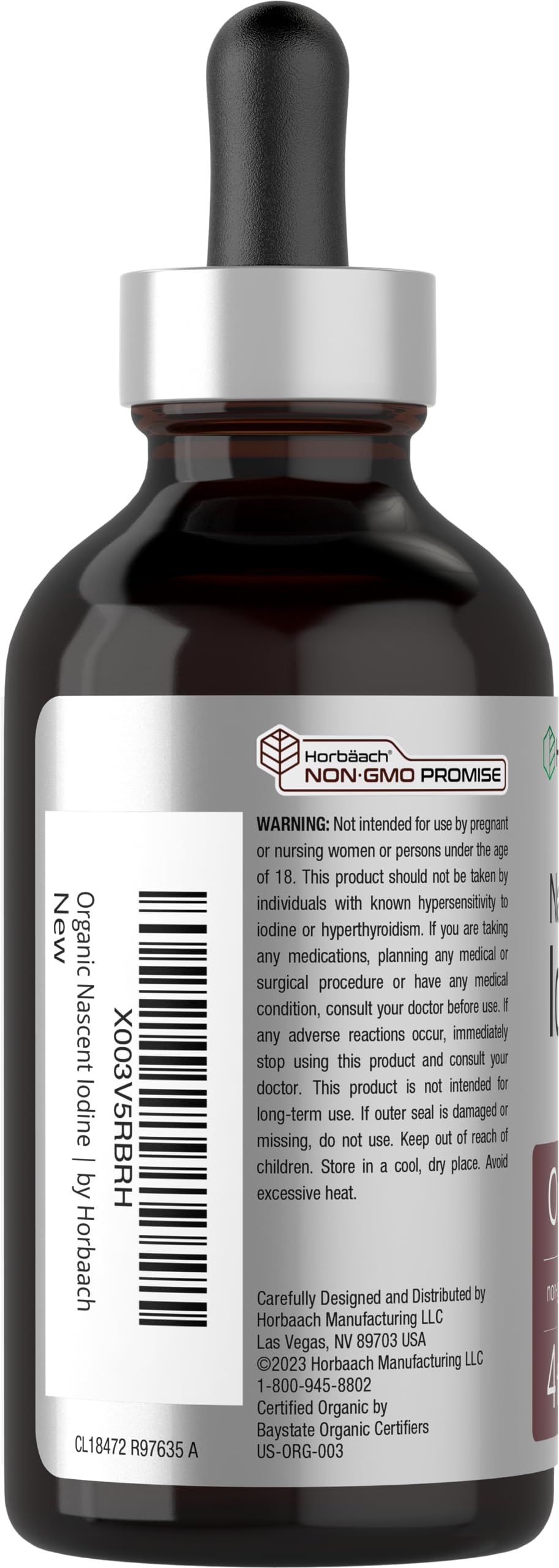 Étiquette Horbaach – emballage clair et lisible avec informations produit.
