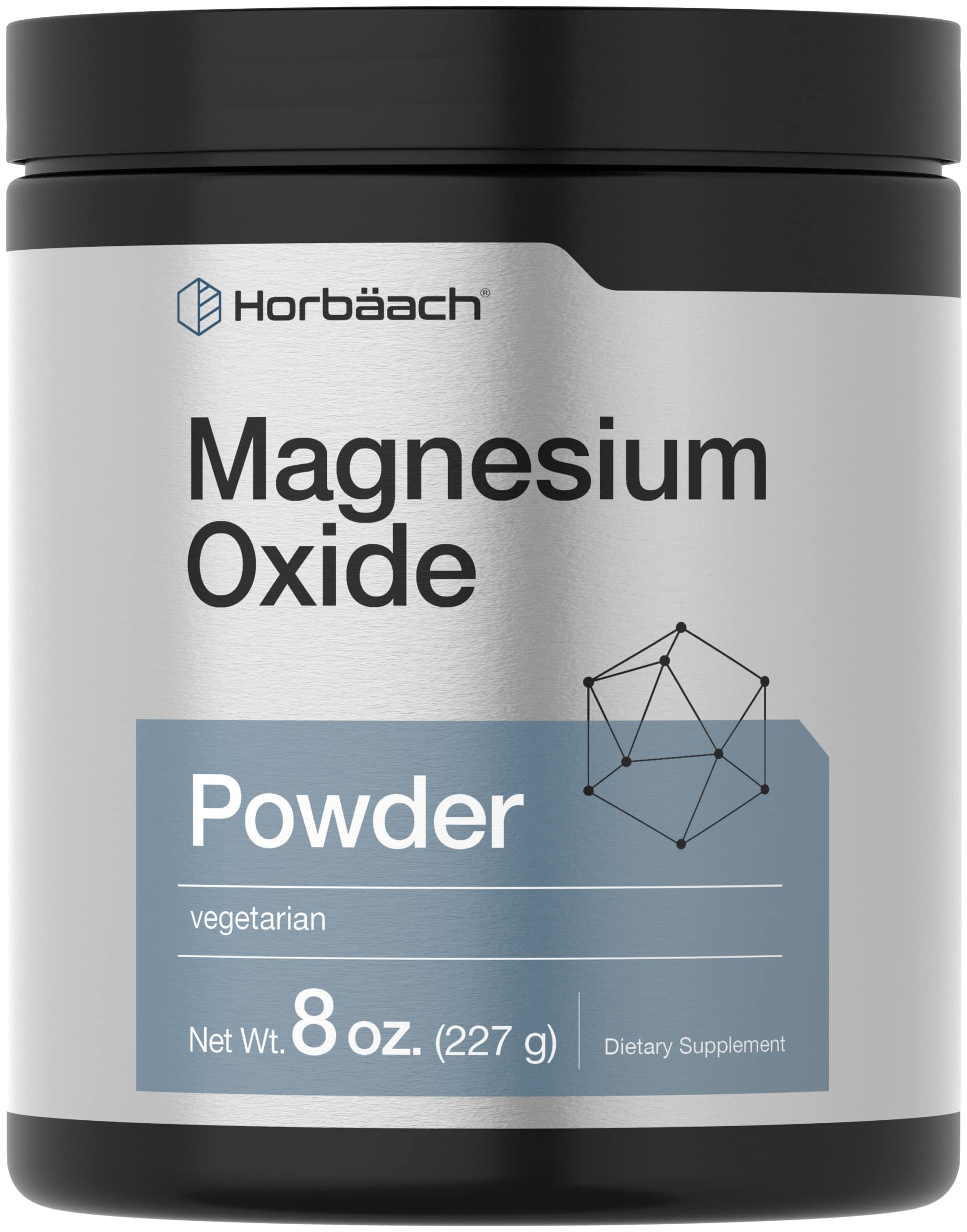 Horbaach poudre d’oxyde de magnésium, versement facile dans la bouteille, usage pratique quotidien.