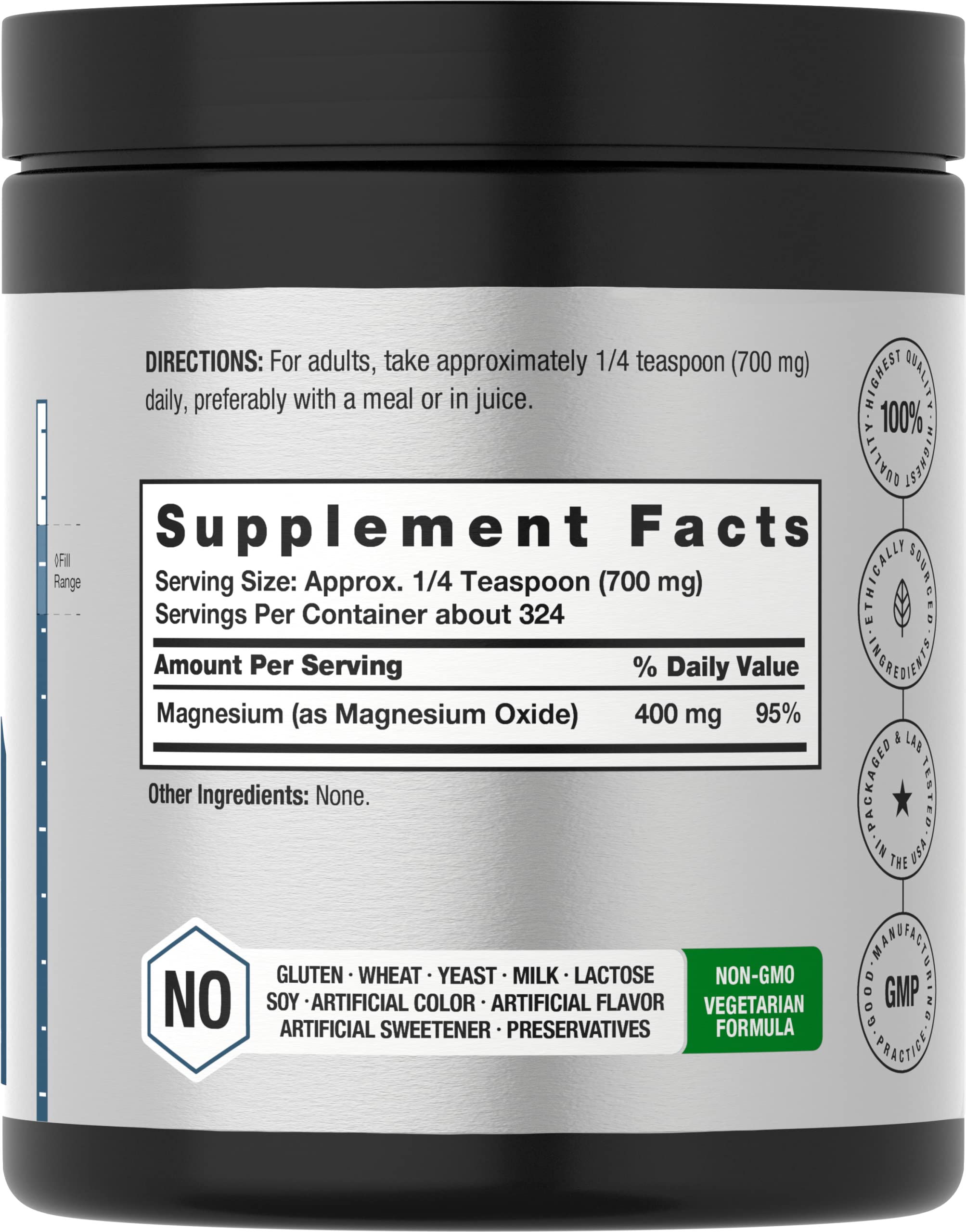 Horbaach oxyde de magnésium, cuillère-doseuse incluse, dosage précis pour chaque prise.