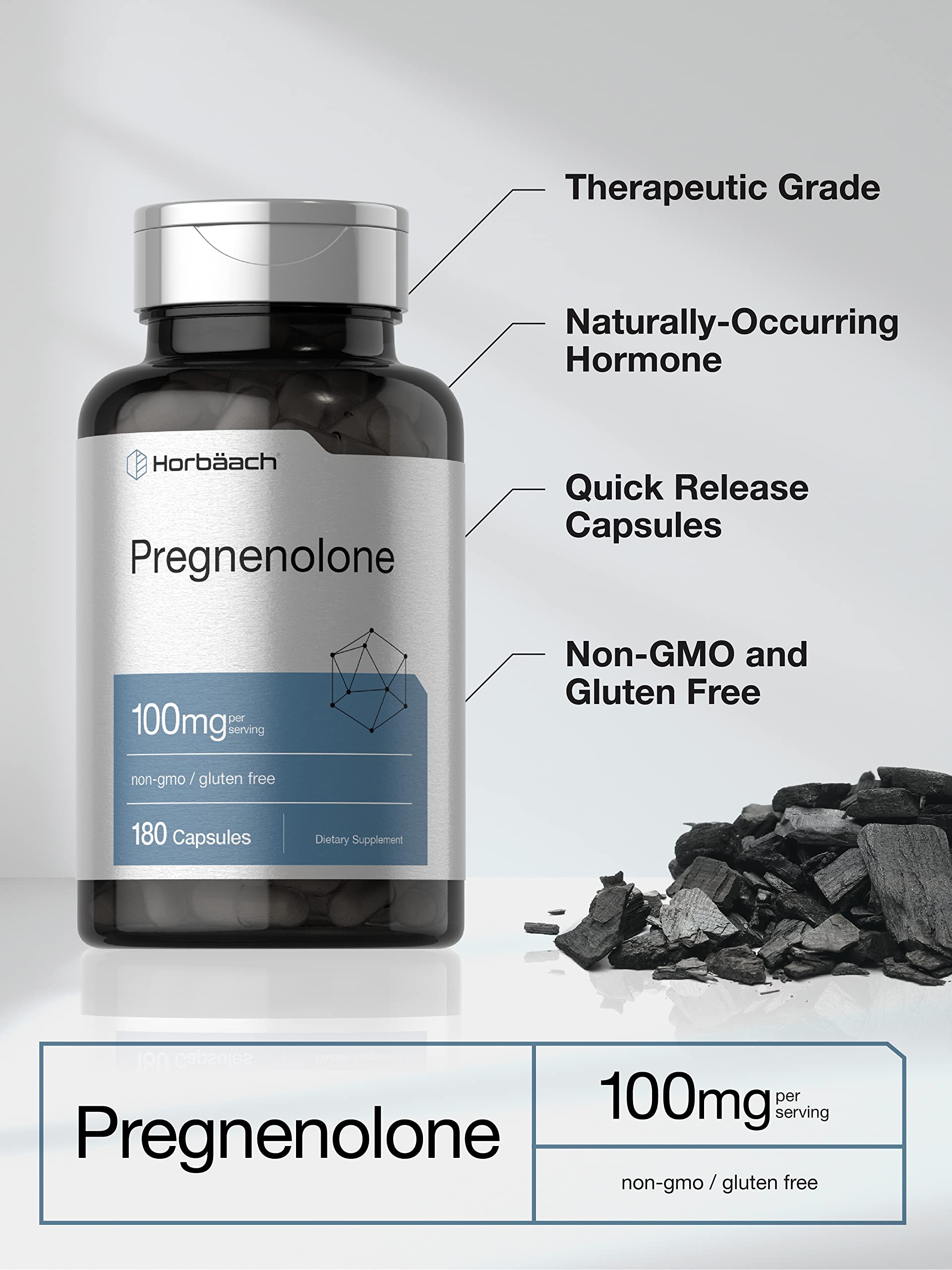 Gélules Horbaach Pregnenolone, 100 mg, dosage quotidien pratique.