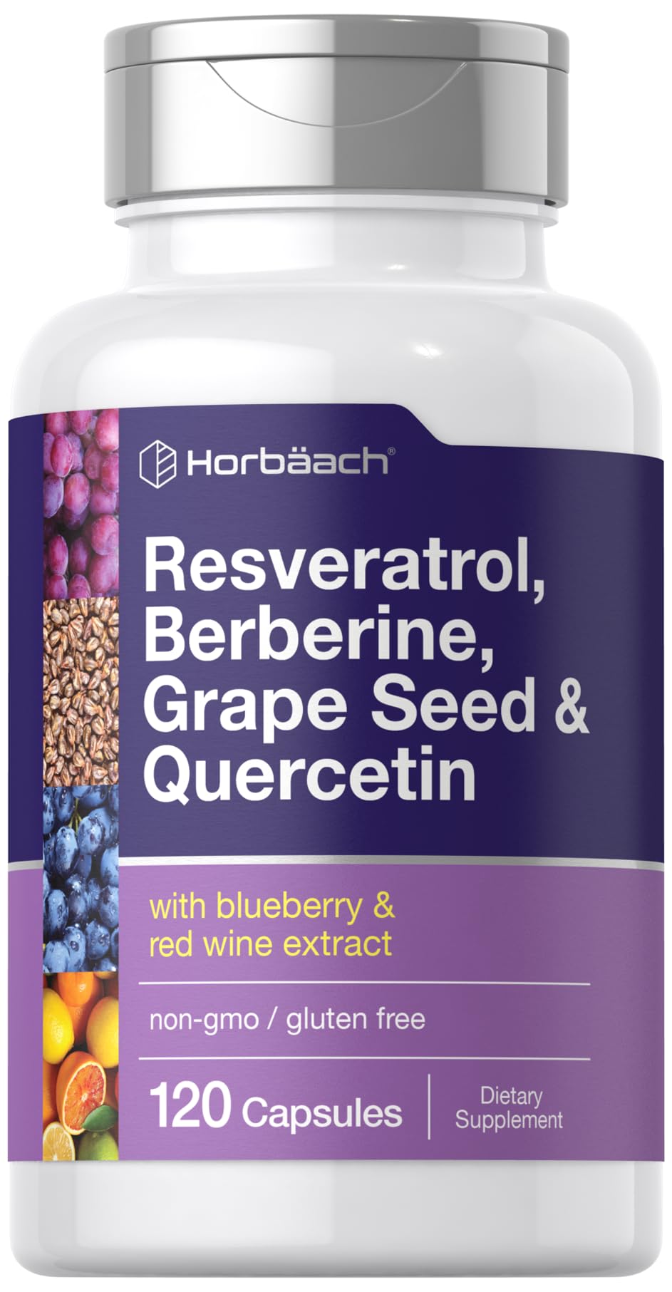 Horbäach Resveratrol-Berberine Bouteille, pratique pour une routine antioxydante.