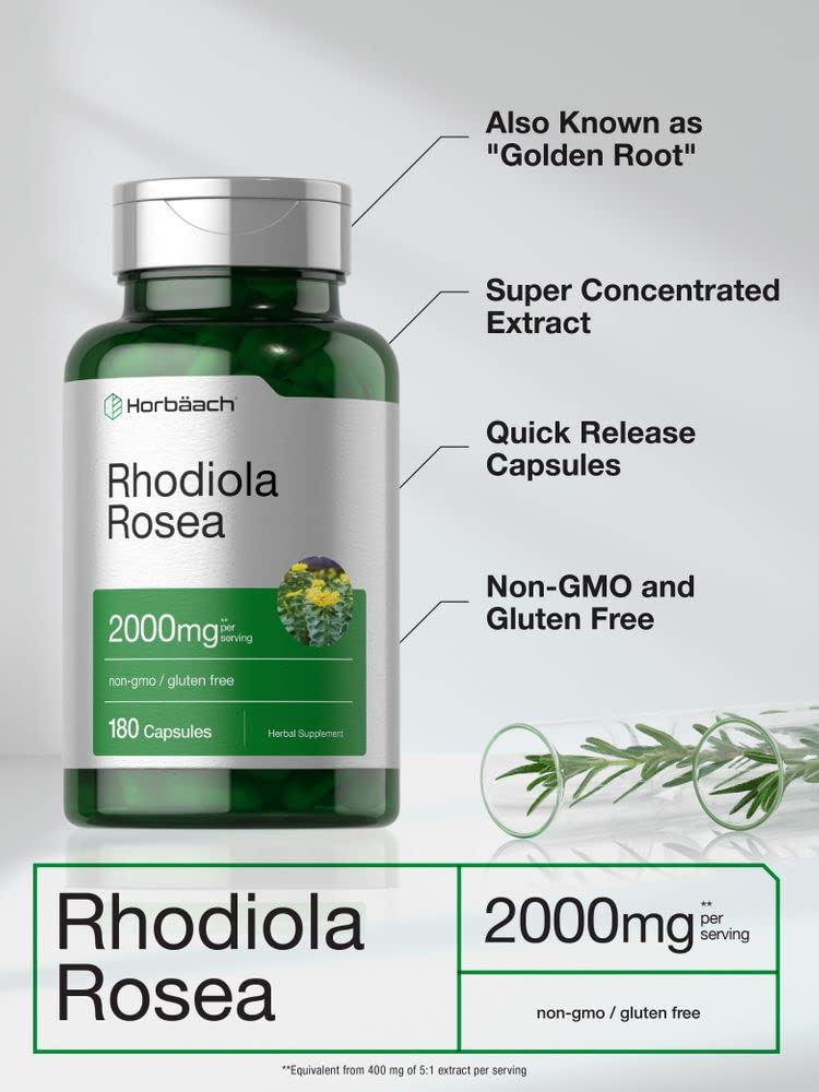 Horbäach Rhodiola Rosea – capsules ouvertes, faciles à avaler lors de journées chargées.