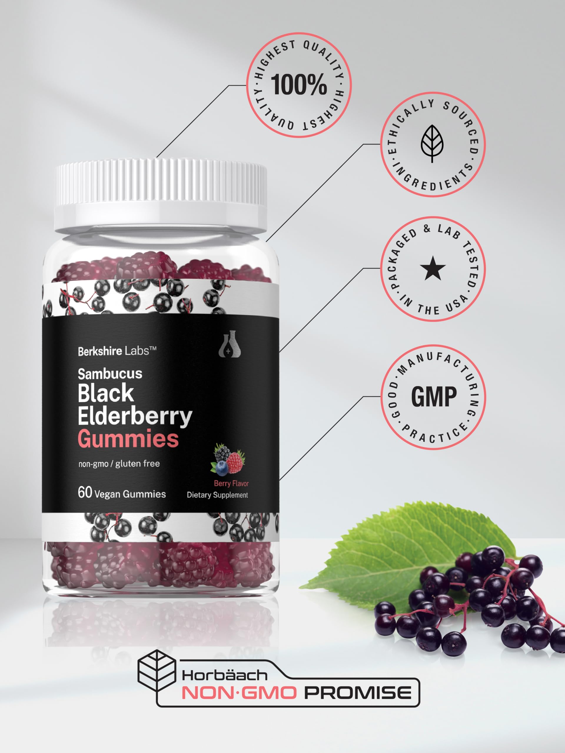Gommes sans gluten Horbaach Sureau Noir, idéal pour les régimes sans gluten.