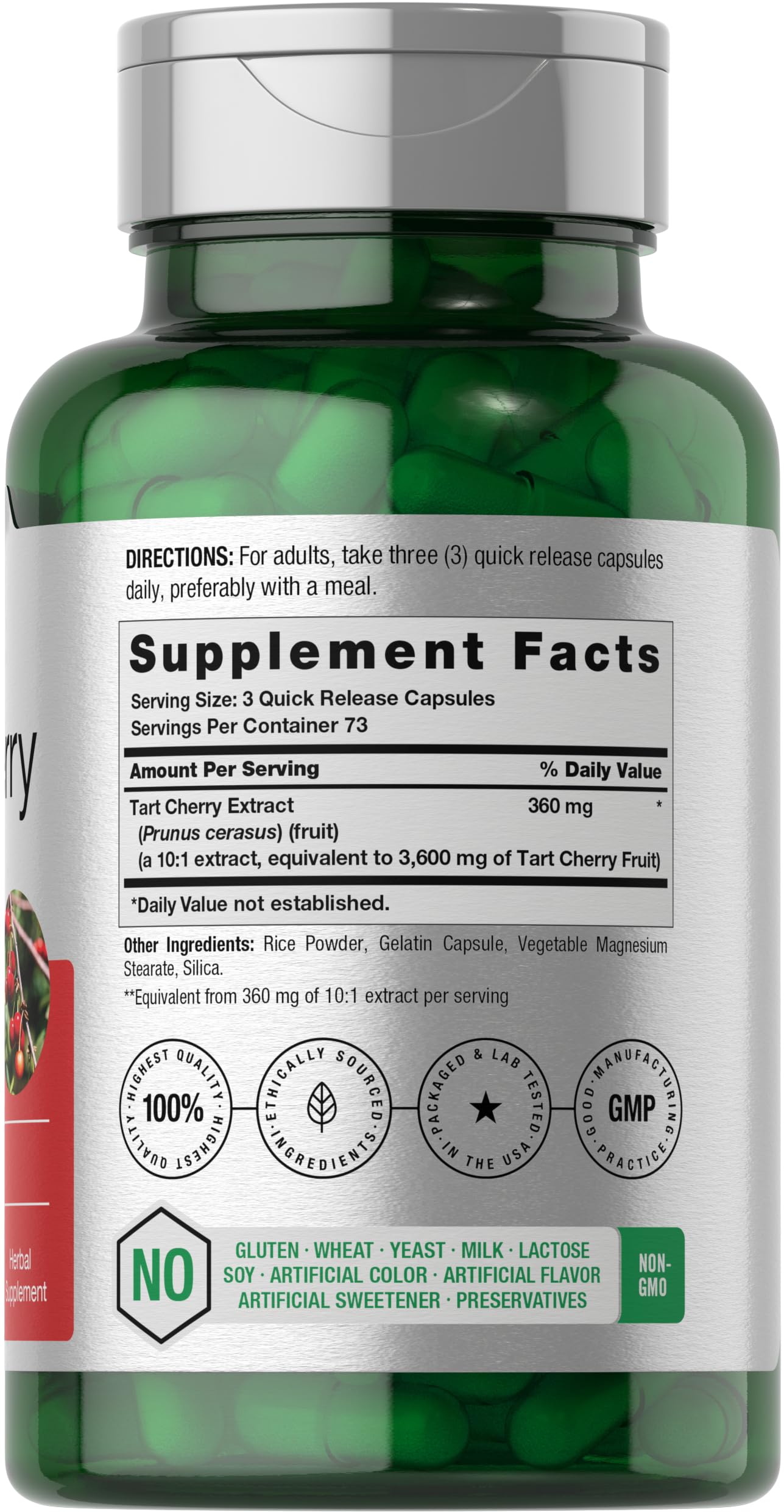Horbaach Tart Cherry Extract, capsules faciles à avaler pour le quotidien.
