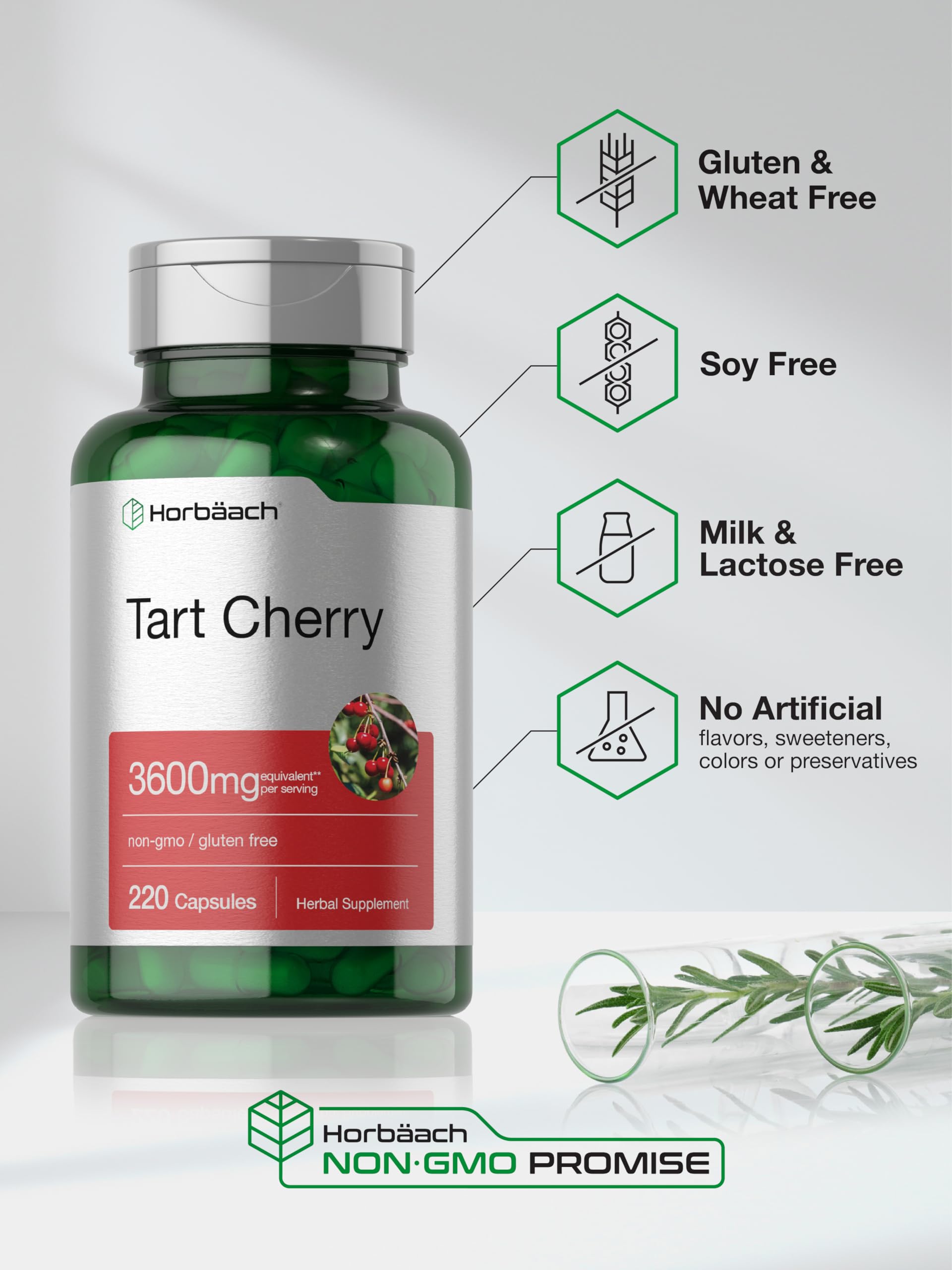 Horbaach Tart Cherry Extract, prise avec eau, format pratique pour la journée.