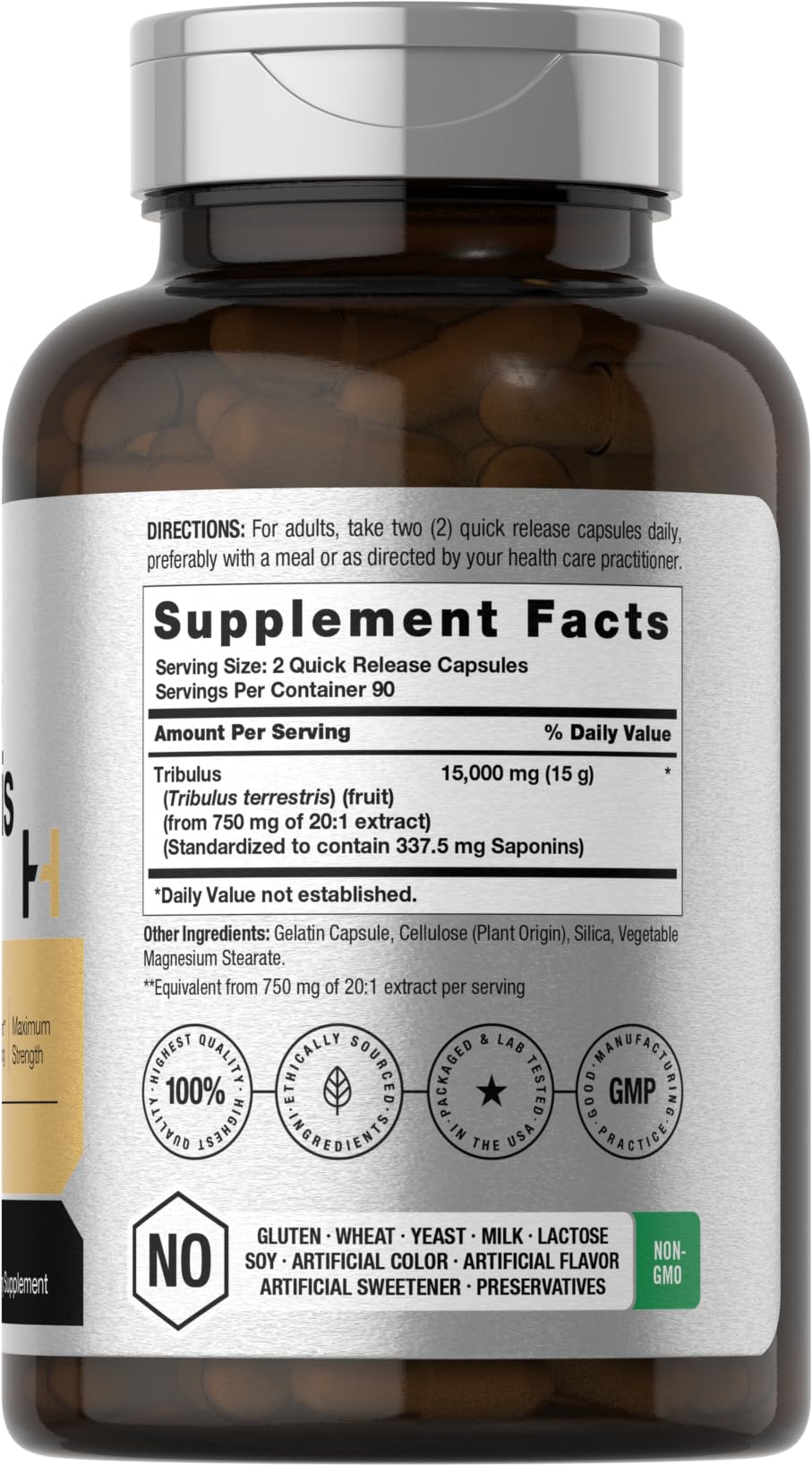 Gélules Horbäach Tribulus Terrestris prêt-à-utiliser pour endurance.
