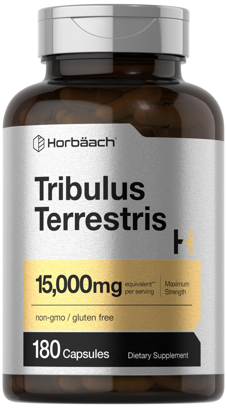 Horbäach Tribulus Terrestris flacon avec gélules, énergie potentielle au quotidien.