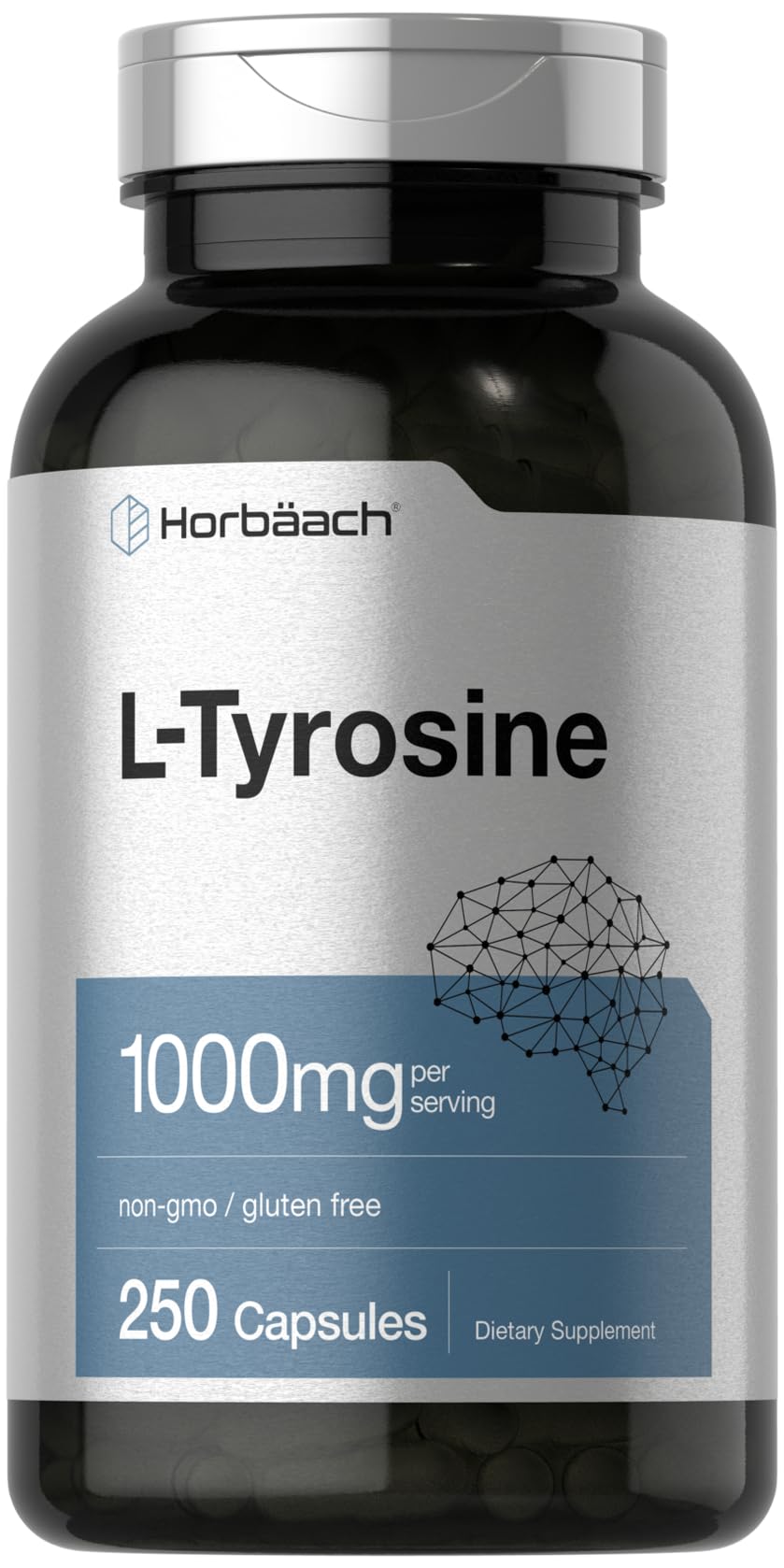 Flacon Horbäach L-Tyrosine 1000 mg pour journées actives