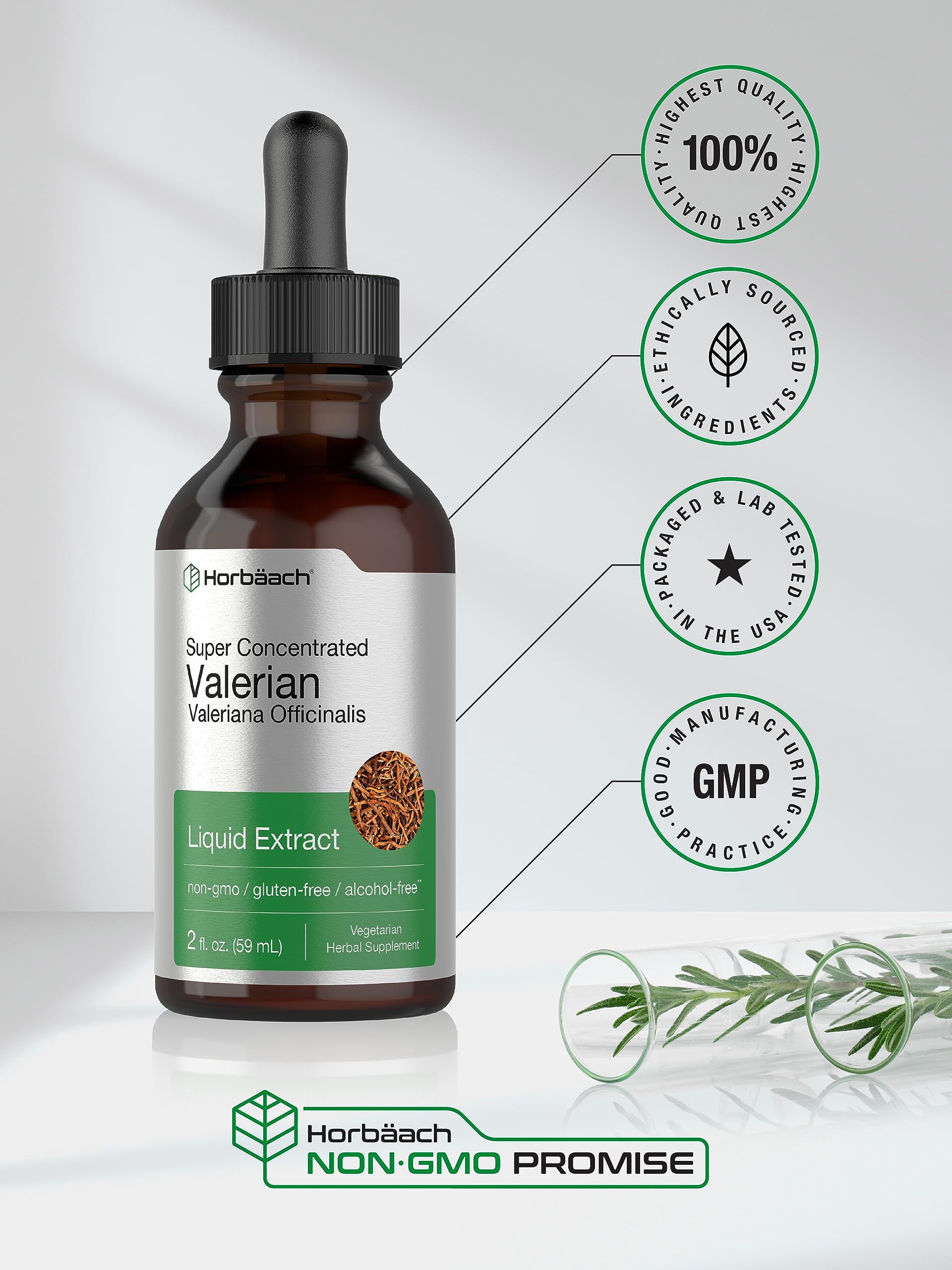 Horbäach Valériane Extrait Étiquette Laboratoire — laboratoire testé pour une qualité fiable.