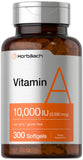Horbäach Vitamine A 10000 UI, gélules molles en bouteille pour une prise quotidienne pratique