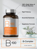 Horbäach Vitamine B-100, comprimés faciles à avaler pour le quotidien.