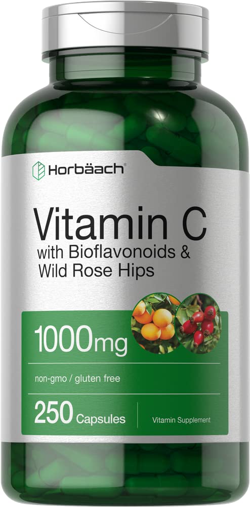 Horbäach Vitamin C 1000 mg, bouteille et présentation claire du produit