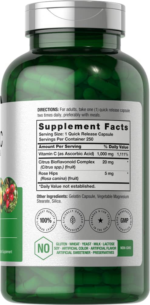 Horbäach Vitamin C 1000 mg, capsules à libération rapide faciles à avaler