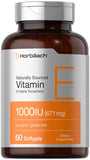Boîte Horbäach Vitamine E, bouteille de gélules molles 1000 UI, pratique au quotidien.