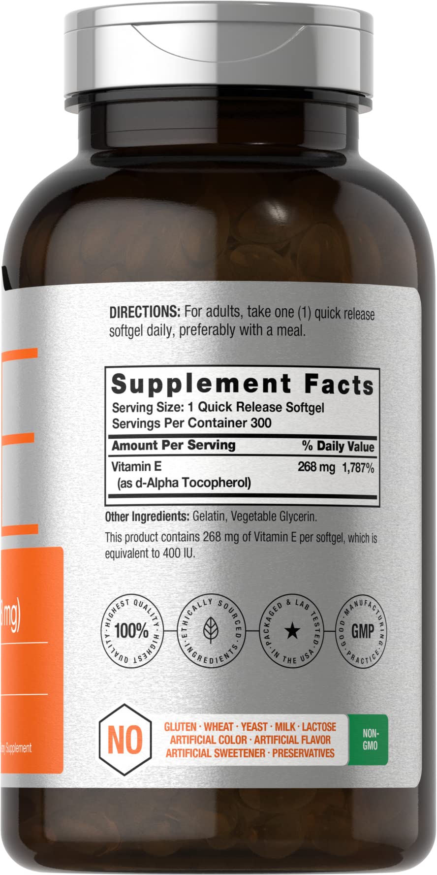 Vitamine E Horbaach, capsules molles, présentation pratique pour usage quotidien.