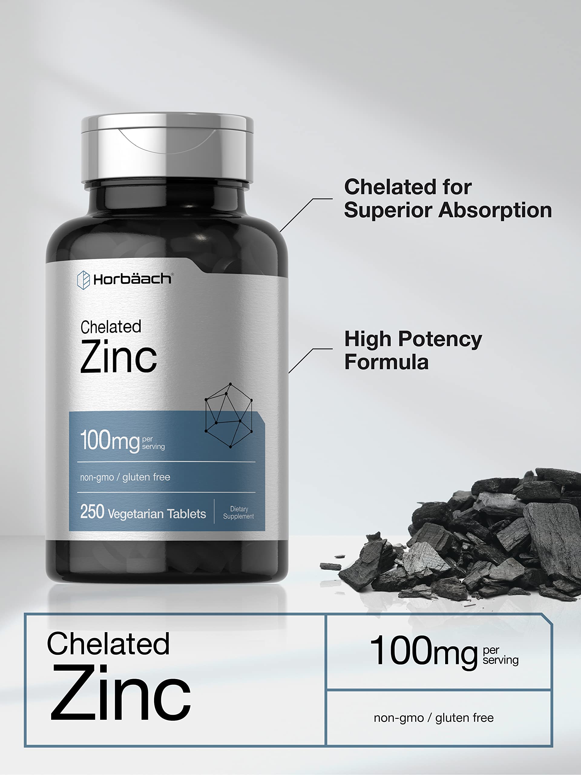 Horbaach Zinc chelaté 100 mg - comprimés pratiques pour une supplémentation quotidienne