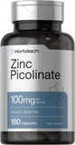 Horbäach Zinc Picolinate 100mg, bouteille pour une utilisation quotidienne.