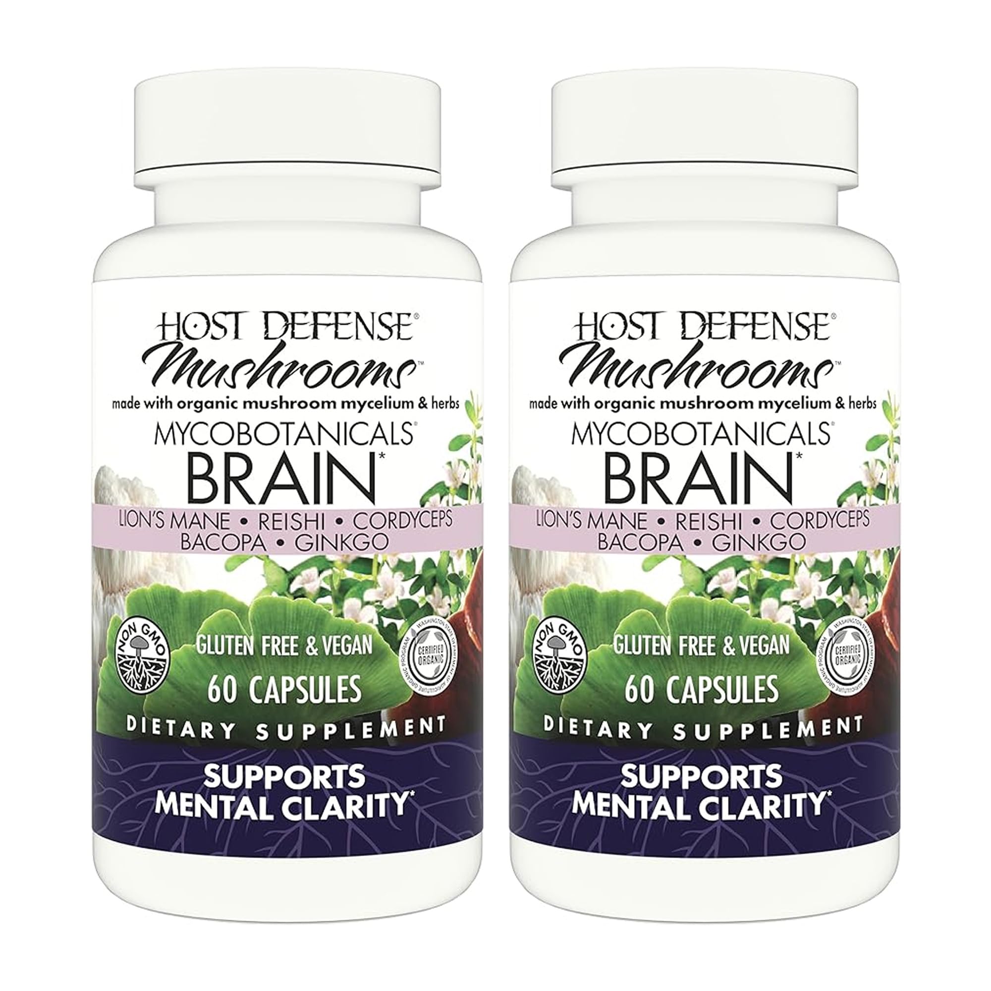 Host Defense Brain Capsules: bouteille prête à l’emploi pour soutenir la concentration.
