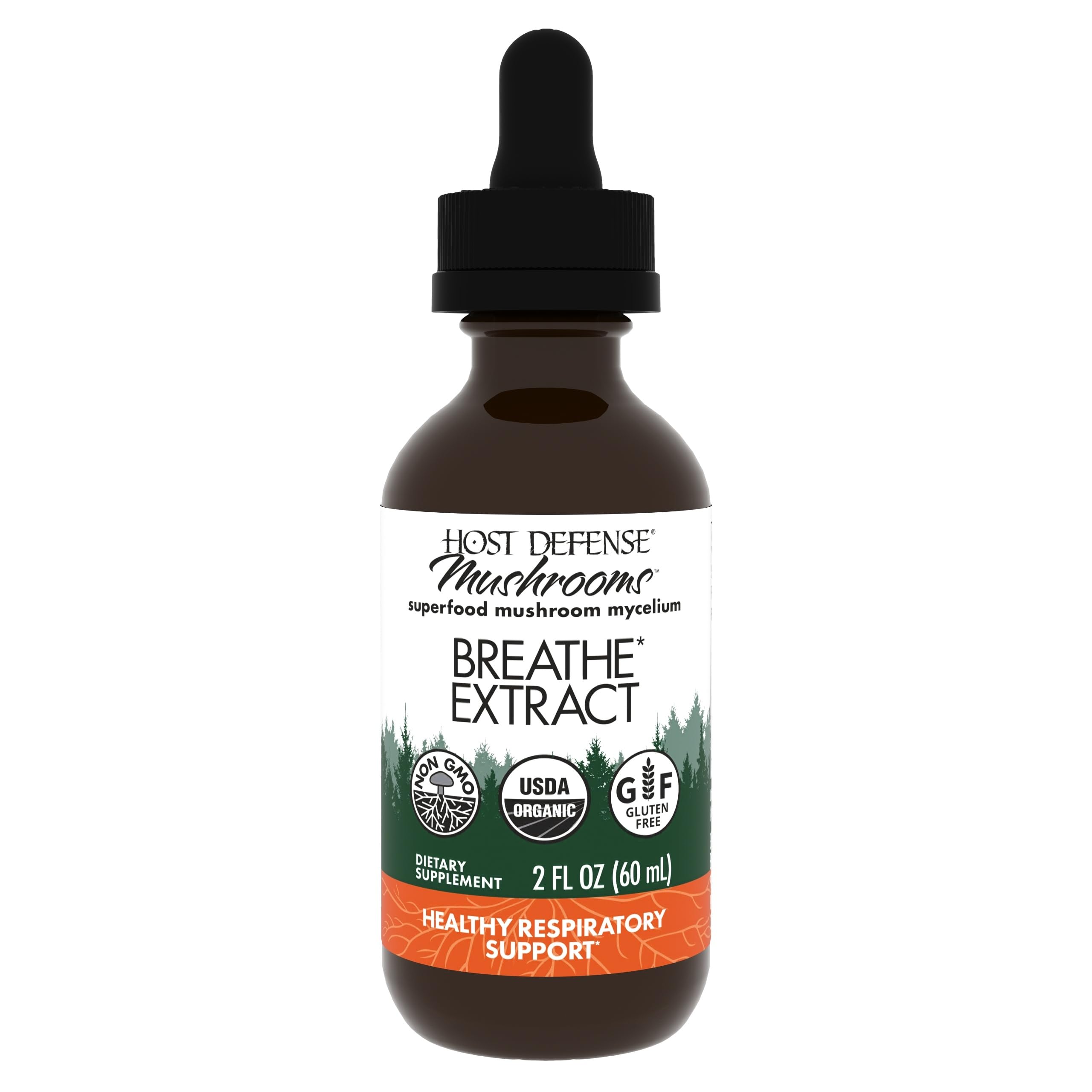 Host Defense Breathe Extract – bouteille: soutien potentiel à la respiration et au confort quotidien.