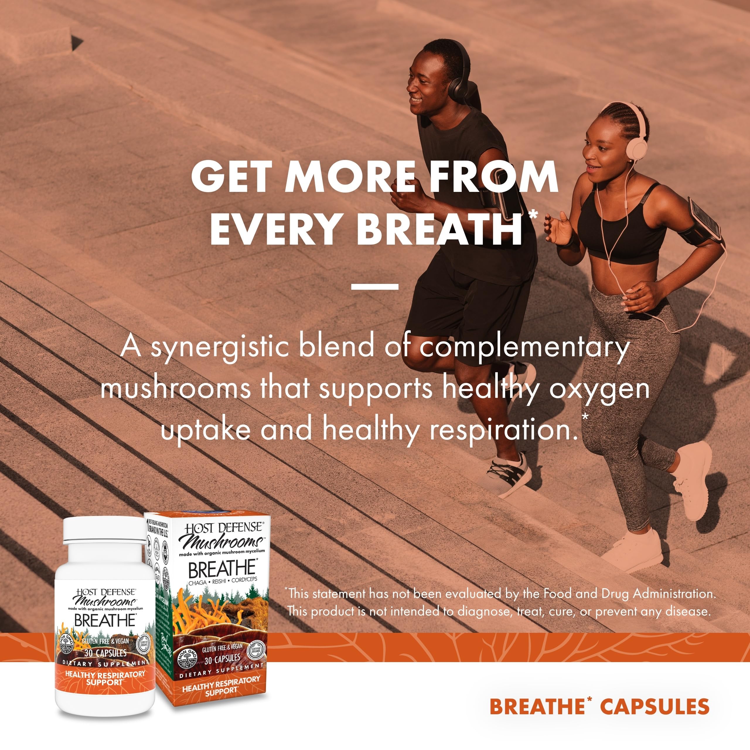 Capsules Host Defense Breathe, prise quotidienne avec repas ou à jeun