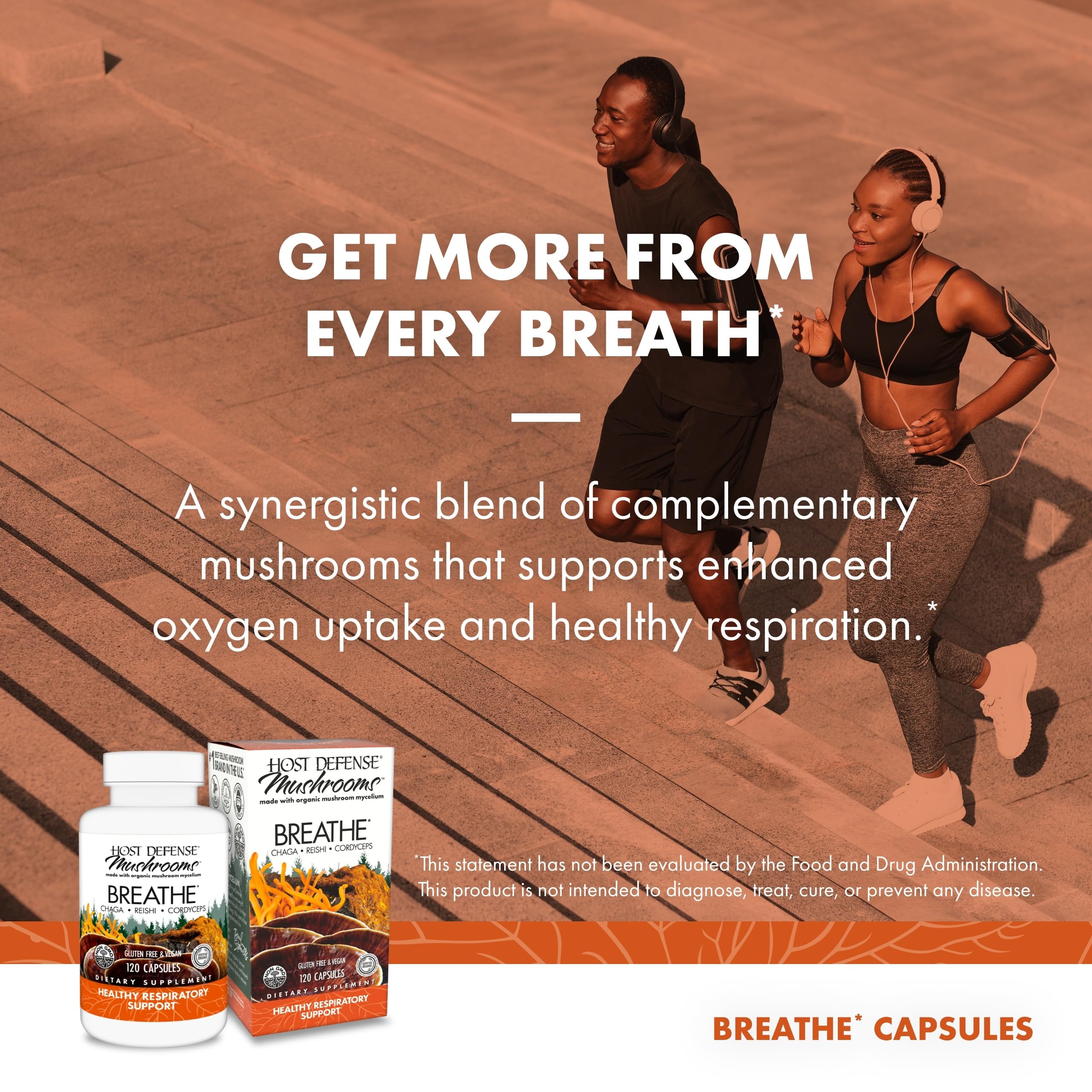 Host Defense Breathe: utilisation quotidienne recommandée, capsules faciles à prendre.