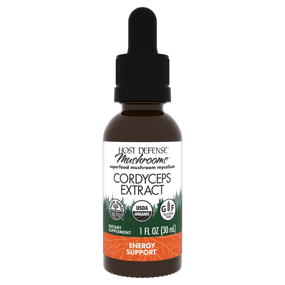 Host Defense Extrait de Cordyceps – Bouteille : prise quotidienne facile pour énergie et concentration.