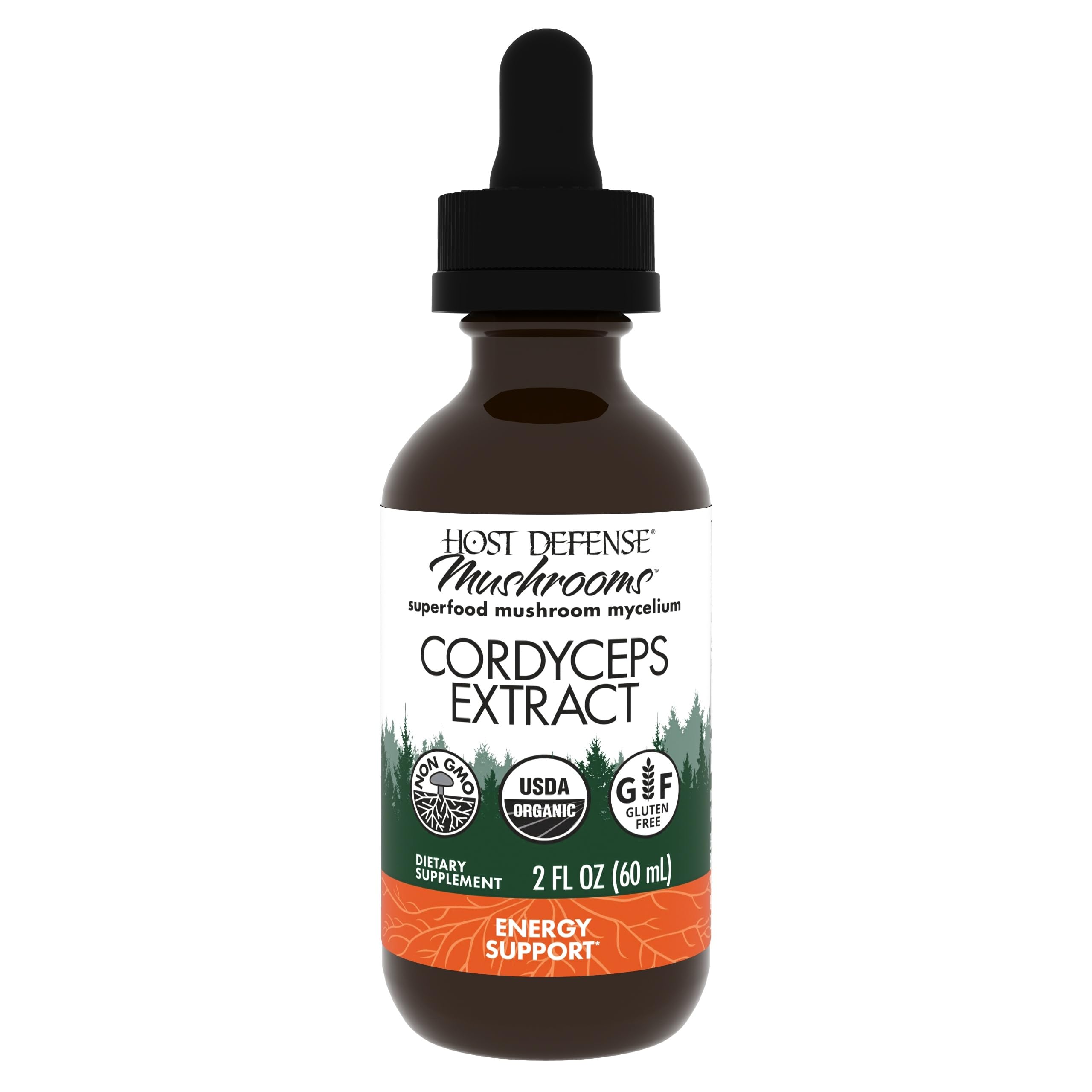 Host Defense Cordyceps Extrait – bouteille avec gouttes, soutien immunitaire potentiel.