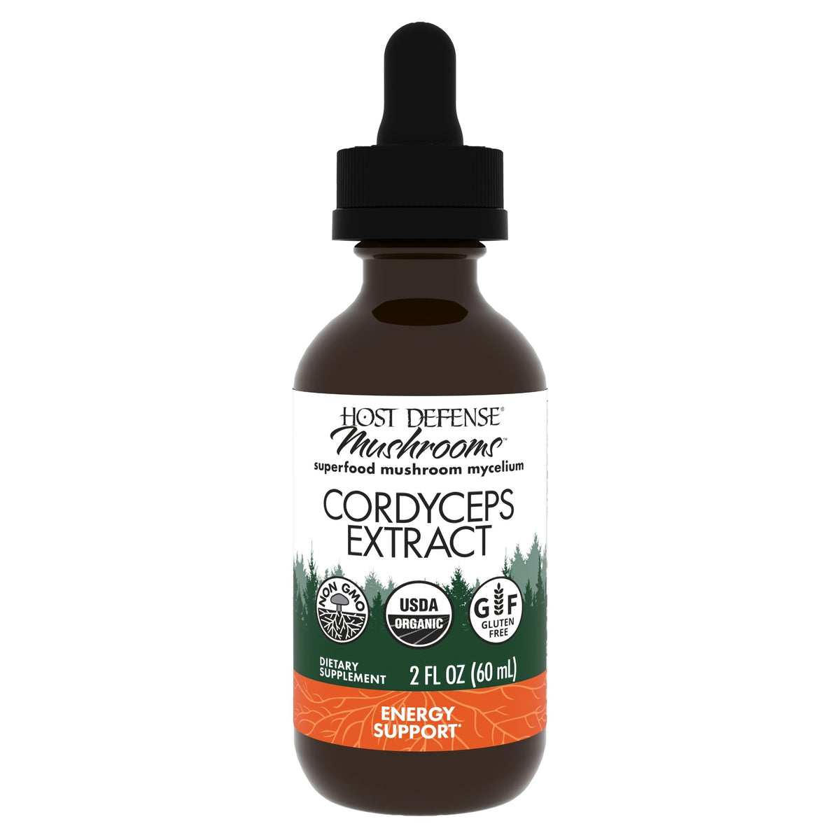 Host Defense Cordyceps Extrait – bouteille avec gouttes, soutien immunitaire potentiel.