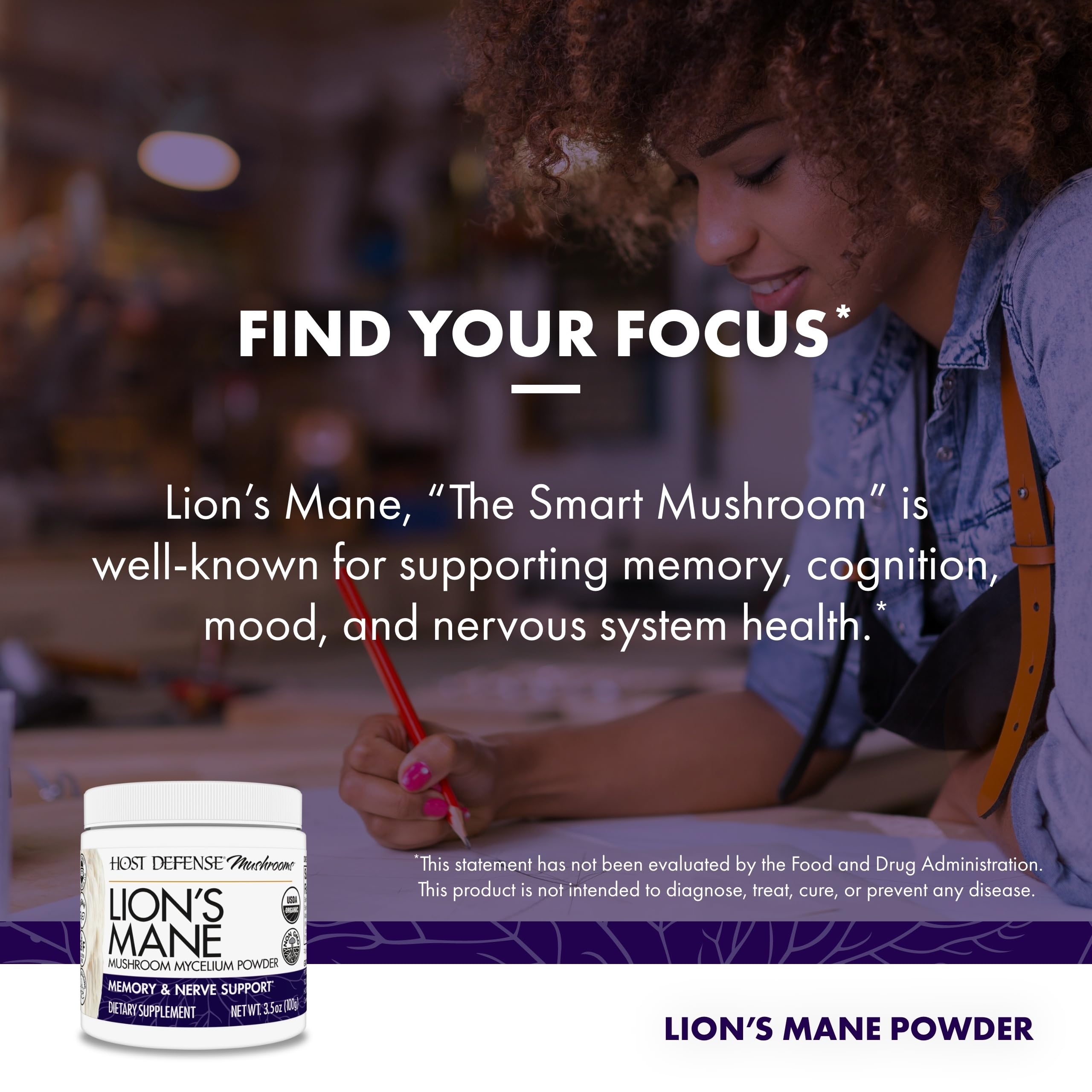 Demi-cuillère Lions Mane pour un dosage flexible.