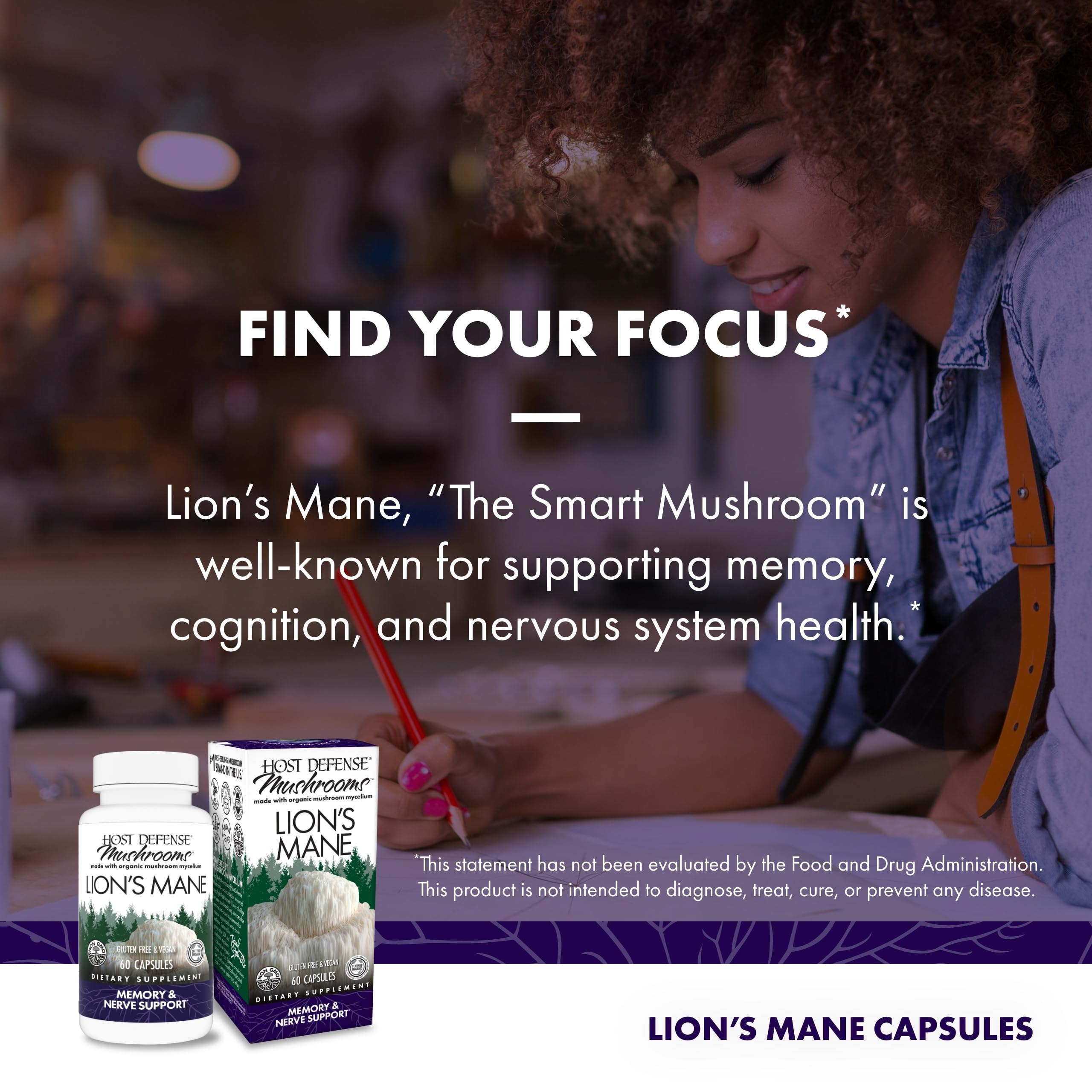 Host Defense Lions Mane: tableau d'utilisation quotidienne pour un rituel simple.